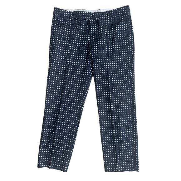 Designer Strenesse Black Navy Off White Dots Straight Leg Ankle Trousers 8 EUC - Picture 4 of 8